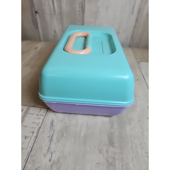 Vintage 90s Caboodles Small Makeup Organizer Case with Two Trays – Seagram Green - Picture 5 of 7